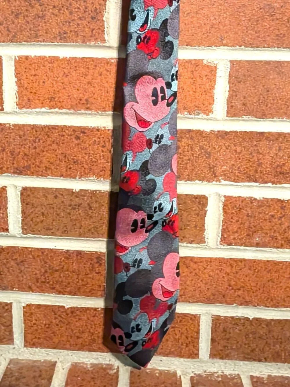 Vintage Disney Mickey Mouse Balancine Tie Red Gray Black 56